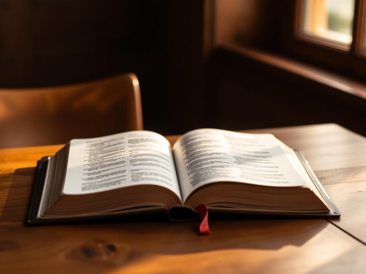 Open Bible in warm window light